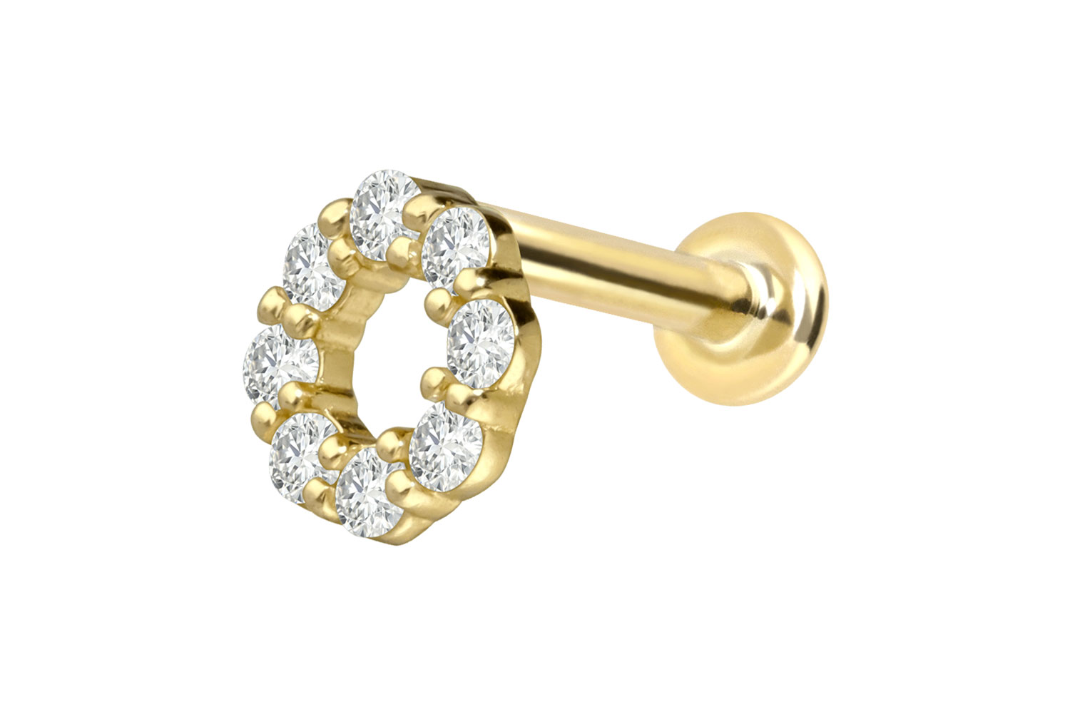 18 Karat Gold Labret Piercing mit Innengewinde DIAMANT-KREIS